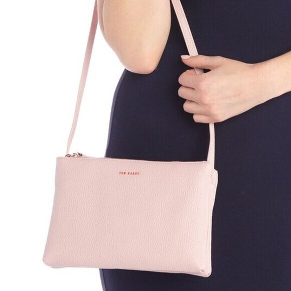 Ted Baker Handbags - Ted Baker Light Pink Blush Pink  Rose Gold Pebbled Leather Purse Crossbody Bag